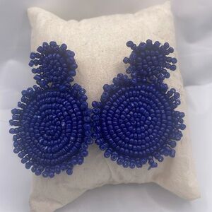Vintage Navy Blue glass beaded earring
